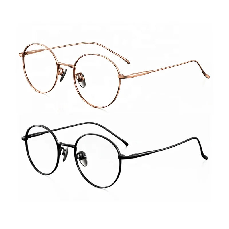 Latest Lightweight Optical Glasses Pure Titanium Full Rim Retro IP Coating Trendy Women's 1644 Silver Lens Black Gold Reading