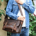 Marrant Men's Crazy Horse Genuine Leather Satchel Shoulder Bag Flip Cover Crossbody Bags Leather Messenger Bag Men