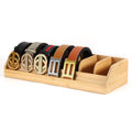 Belt Organizer Container 7 Compartments Belt Display Rack for Men Bamboo Belt Holder for Closet and Drawer