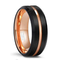 Mens 8mm Tungsten Carbide Ring Rose Gold Plated Intermediate Groove Black Wedding Rings Double Colors Jewelry