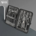 18pcs Professional Carbon Black Nail Clippers Kit Pedicure & Manicure Set for Women & Men Steel Travel Home Case