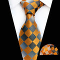 Green Yellow Plaid Mens Ties and Pocket Square Gift Set Custom Neckties for Men Polyester Wedding Men's Suit Tie Handkerchief