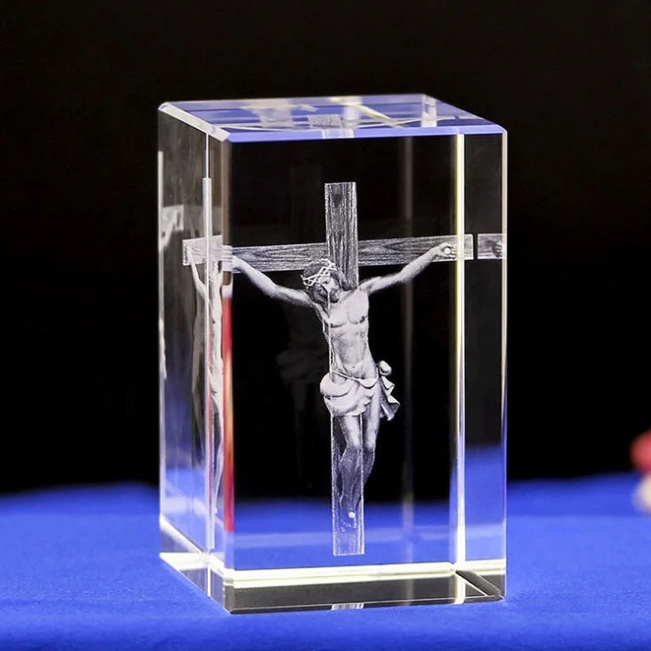 Wholesale K9 Crystal Cube 3d Pictures of Jesus Christ Custom Made Glass Christian Gift Set CLB-1001C