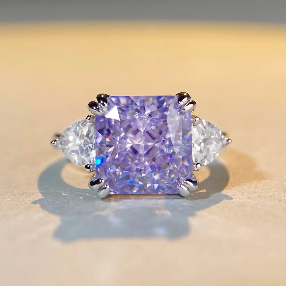 Vintage Fashion Jewelry Cz Diamond 5A Colored Cubic Zircon Cushion Cut Women Solitaire Rings Women Jewelry Wholesale Prices
