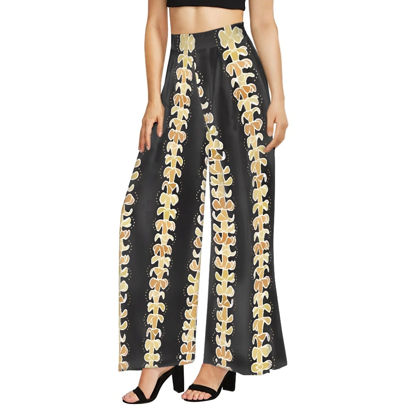Factory Wholesale Polynesian Elei Design Breathable Hawaiian Pattern Women's Summer Casual Loose Wide Leg Pants Elastic Waist