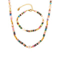 JOOLIM High End Stainless Steel Bohemia Style Colorful Natural Stone Freshwater Pearl Necklace 18K Gold Plated Jewelry Wholesale