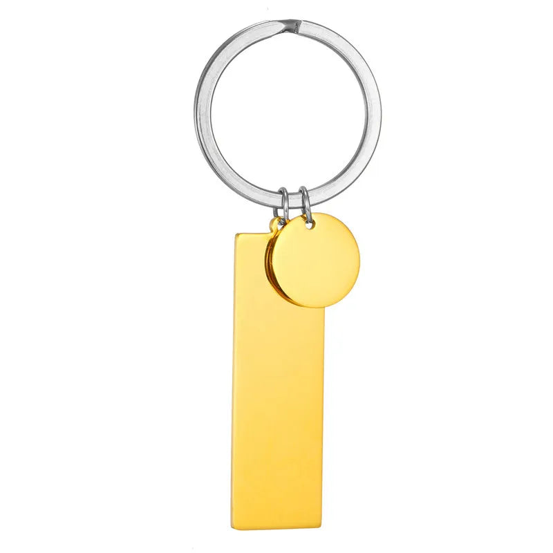 Stainless Steel Personalize Engrave Bar Key Chain Custom Father Husband Boyfriend Gifts Square Round Key Chain