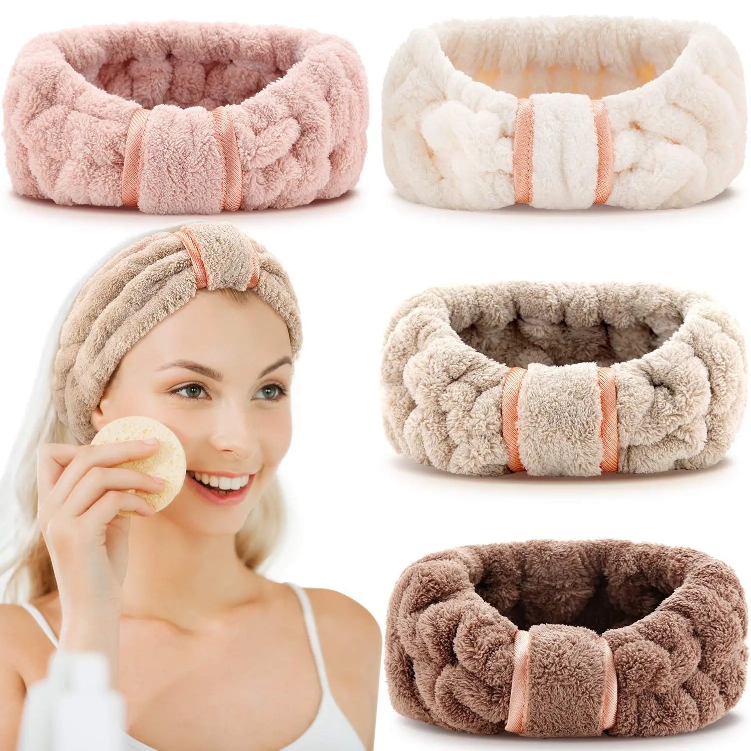 Microfiber Spa Headband for Women Elastic Facial Hair Bands Lace Makeup-friendly Bath Yoga Shower Wrap for Women Girls' Gifts