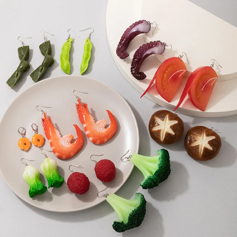 Cute Creativity Vegetable Drop Earring Fashion Jewelry Accessories Lovely Tomato Yellow Pendant Earring for Women Girl