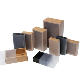 Eco Friendly Custom Printed Drawer Sliding Packaging Paper Box With Clear Frosted PVC Sleeve