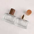Wood Cover Screw Cosmetic Bottle Packaging 10ml 30ml 50ml Round square Fine Mist Refillable Perfume Glass Spray Bottle