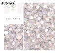 JUNAO Top Quality Mix Size SS6-SS16 Opal White Crystal Stone Nail Art Rhinestones Applique for Clothes