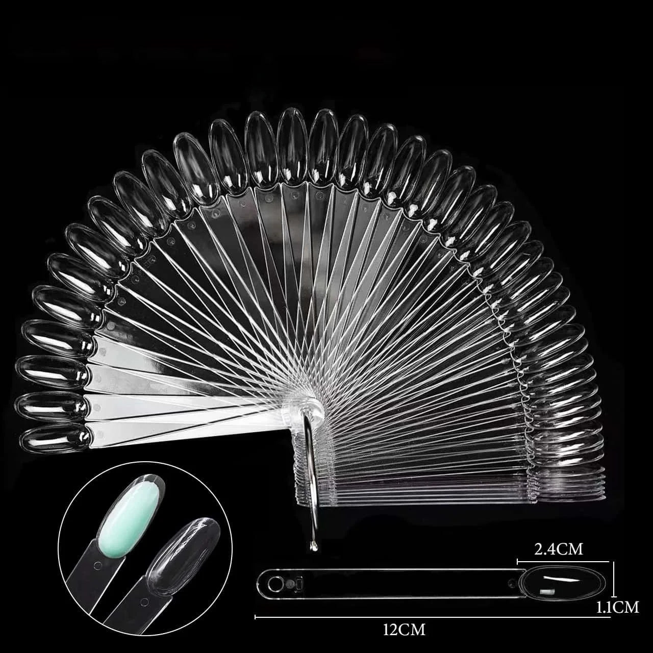 50pcs High Translucent Fan Shaped clear Nail Color Card Board Nail Art Practice Tips Display Color Chart