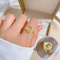 Trendy Diamond 18k Gold Plated Heart Shaped Adjustable Size Simple Design Rings Jewelry Jewelry for Women Girls