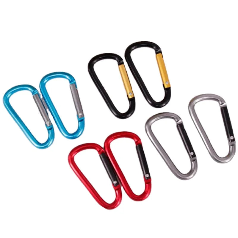 HXY 58MM 6# 6CM D Shape Colorful Gate Carabiner Keychain Aluminum Carabiner for Promotion Gift Hiking Camping Fishing