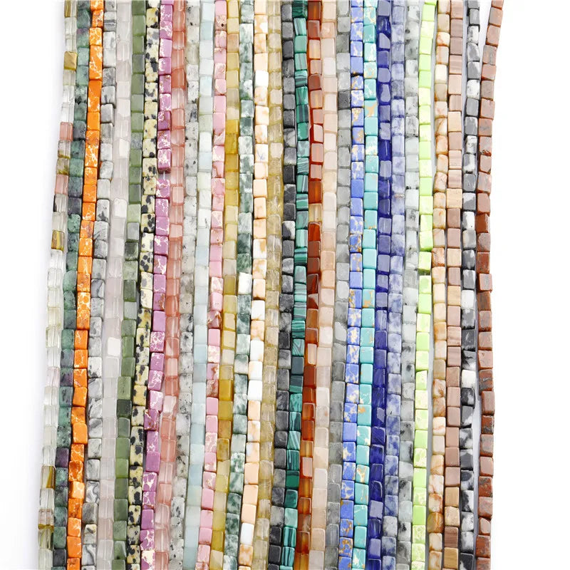 Natural Jade Agate Cube Stone Beads for Jewelry Making Smooth Gemstone Square Shape Loose Stone Beads