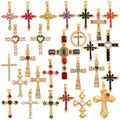 Wholesale Diy Jewelry Copper Gold Plated Sparkling Color Zircon Accessories Elegant Pearl Cross Pendant for Jewelry Making