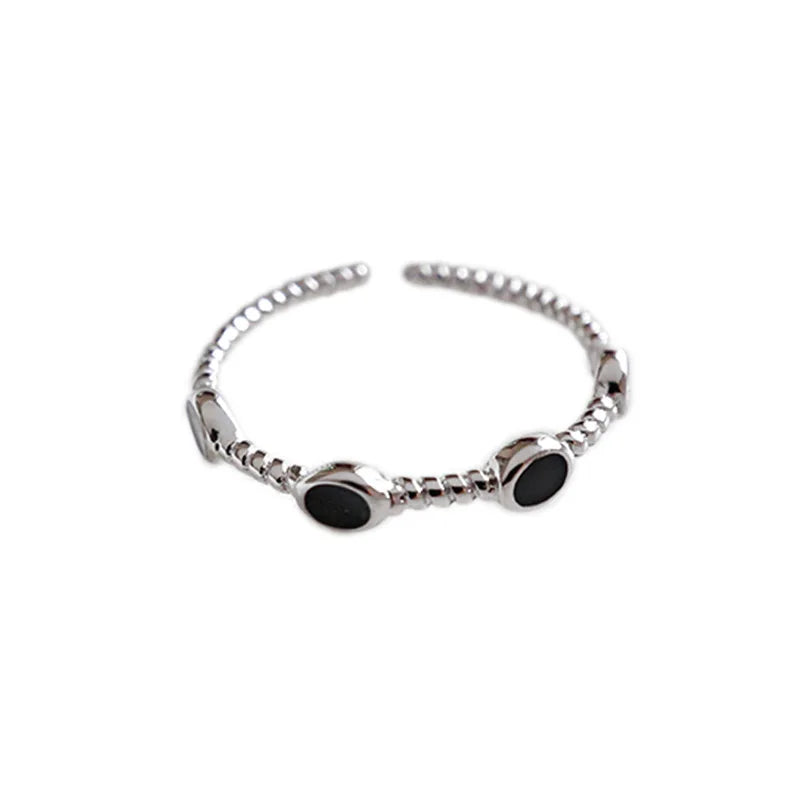 Sliver Rings 925 Sterling Silver Twisted Eternity Band Stackable Rings Black Point Epoxy Open Ring