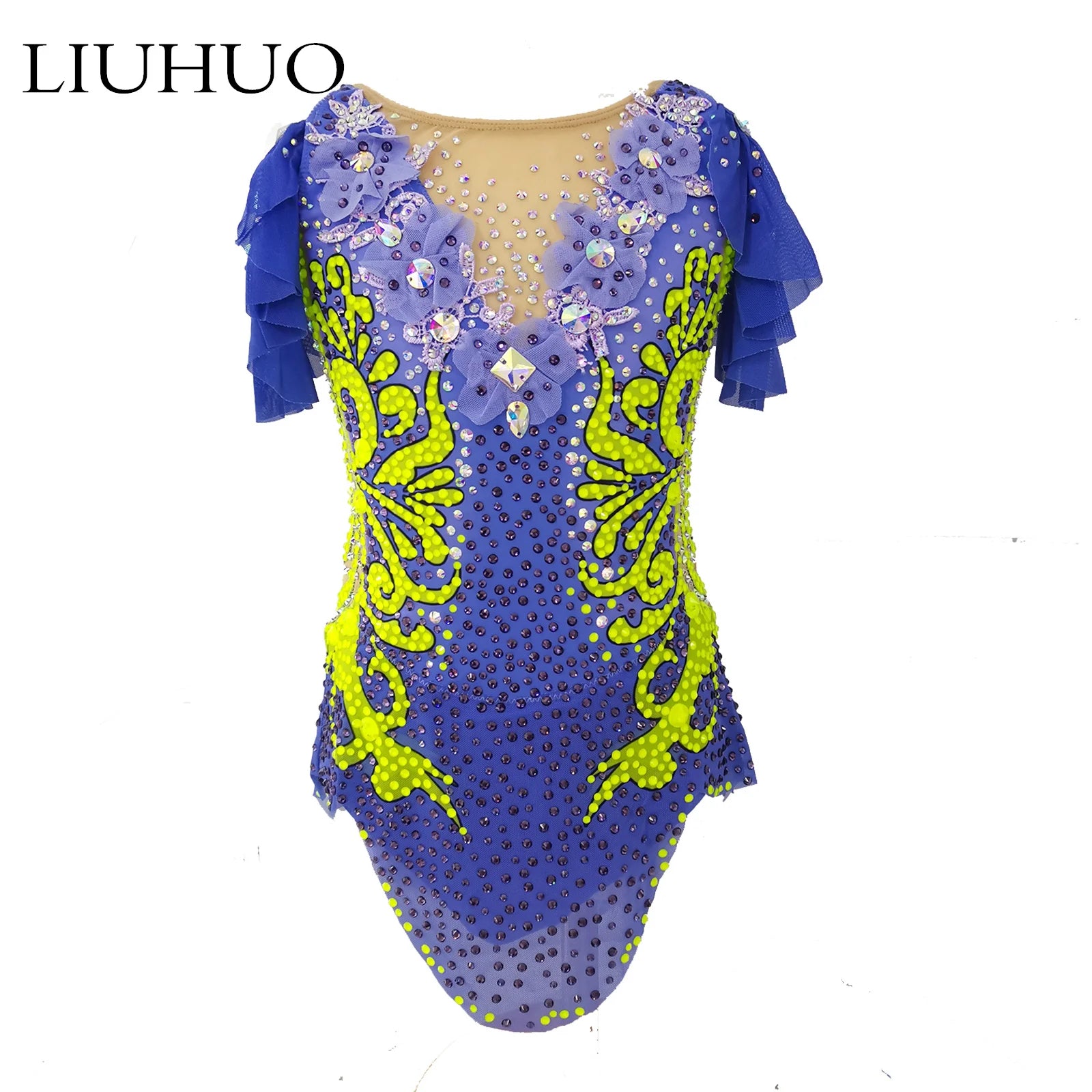 For LIUHUO Custom Blue Artistic Gymnastics Leotard Professional Performance Training Competition for Children Adolescents