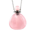 Diy Verified Supplier Natural Rose Quartz Crystal Essential Oil Bottle Pendant Rose Quartz Heart Perfume Bottle for Necklace Folk Crafts
