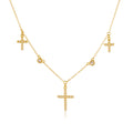 Classic Jewelry Fancy Beautiful Gift 925 Sterling Silver Necklaces Bling Gold Plated Chocker Cross Charm Pendant Necklace Women