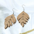 Natural Fashion Wooden Bohemia Anniversary Handmade Personalized Wood Carved Geometric Simple Leaf-shaped Charm Unisex Earrings