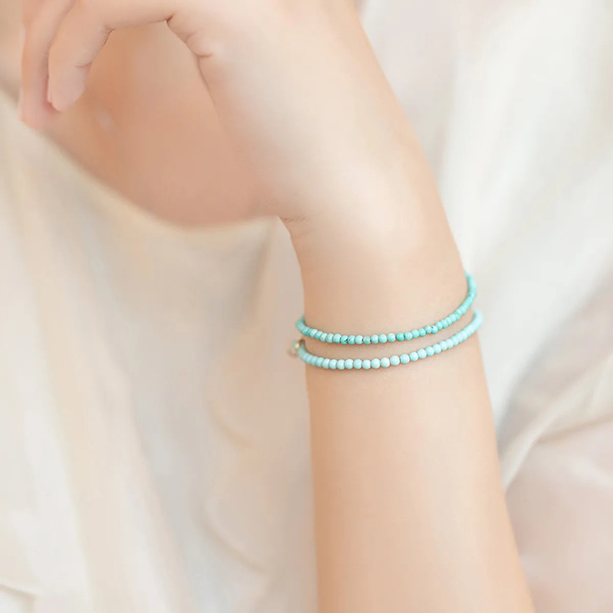 Delicate 2 MM Thin Natural Stone Beaded Bracelet Woman Turquoise Beads Vintage Bracelet for Gift