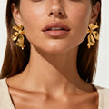 Maiou Vintage Designer Elegant Trendy Real 18K Gold Brass Big Flower Stud Earrings for Women Fashion Jewelry