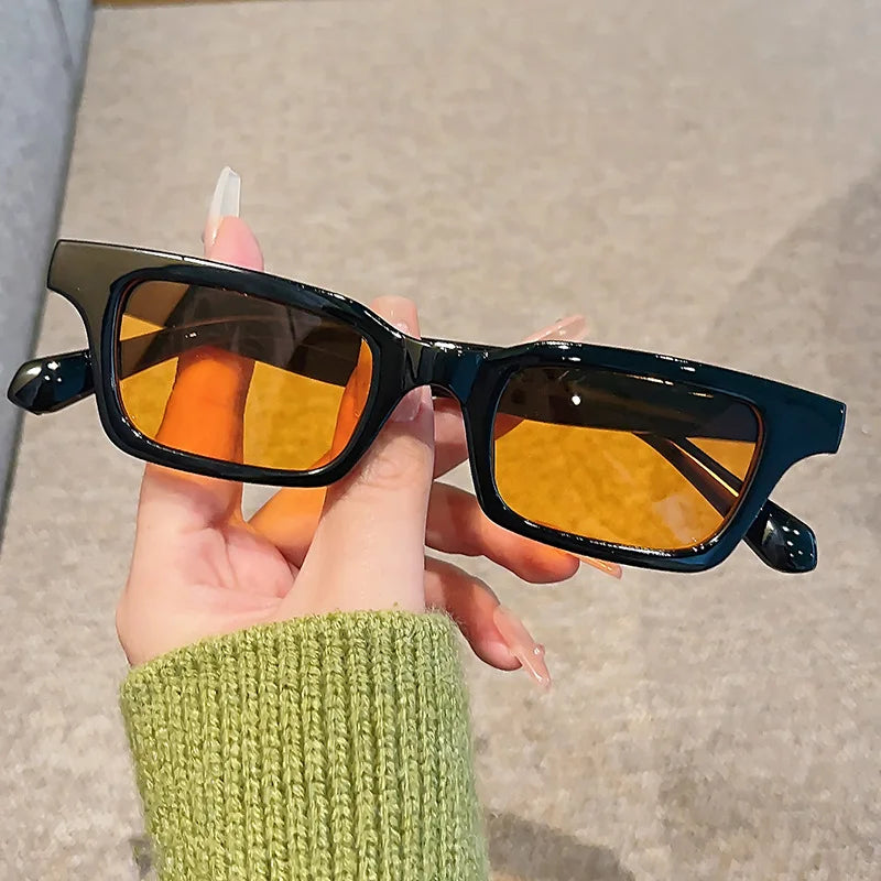 Simple Small square Sunglasses Women Fashion Retro Narrow Frame Sun Glasses Casual Brown Lens Shades Female UV Wholesale GD98106