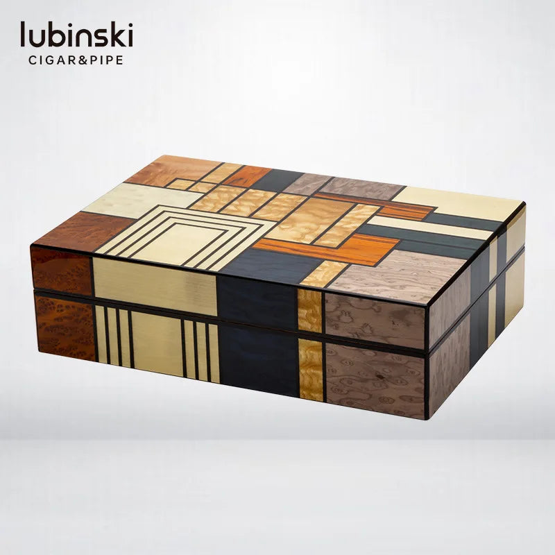 Creative Custom Cedar Wood Grain Parquet Large Capacity Crafts Cigar Humidor