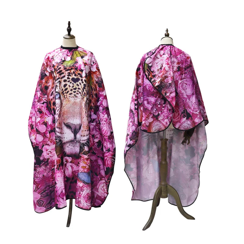 Luxury Elastic Collar Waterproof Polyester Barber Capes Salon Cape Apron Custom Color Pink Comfortable Hair Cutting Custom Logo