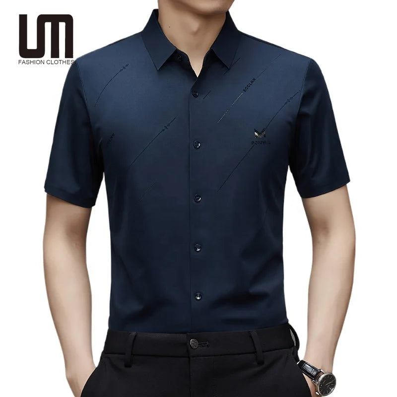 Liu Ming Hot Selling Summer New Men Clothes Short Sleeve Formal Business Shirts Casual Plus Size 4XL Shirt