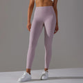 Pink Gym Sports Leggings Seamless Yoga Pants Tummy Control Knitted Fabric Solid Style Yoga Leggings Workout Sets