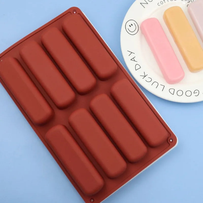 Cake Pan Silicone Eclair Mold Finger Shaped Molds Cylinder Silicone Trays for Baking Finger Cookies Soap Resin Chocolate Bar