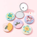 YUE New Trumpet Cartoon Fruit PU Portable Small Mirror Daily Makeup Makeup Mirror Cute Girls Round Makeup Sweet Handheld Mirror