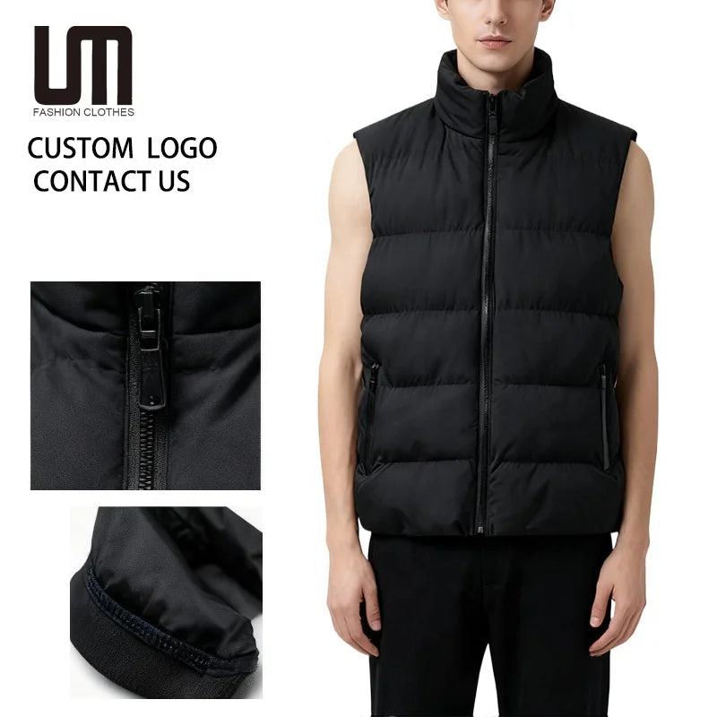 Custom Brand Logo Wholesale Autumn Winter New Men s Vest Coat Warm Sleeveless Jackets Casual Stand Collar Waistcoat