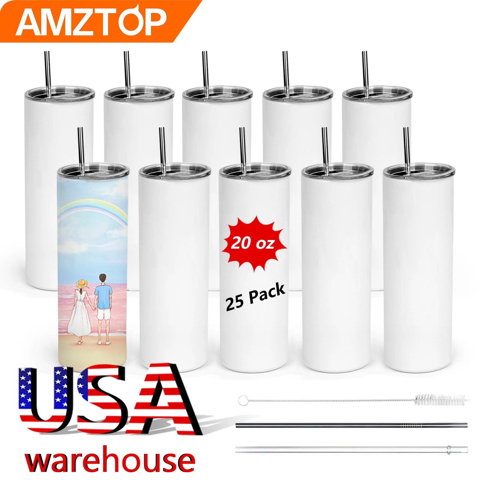 B80-0044 Amz Top Seller Double Sublimation Tumbler Mug 20oz Custom Logo Wholesale Stainless Steel Tumbler Wholesale Bulk