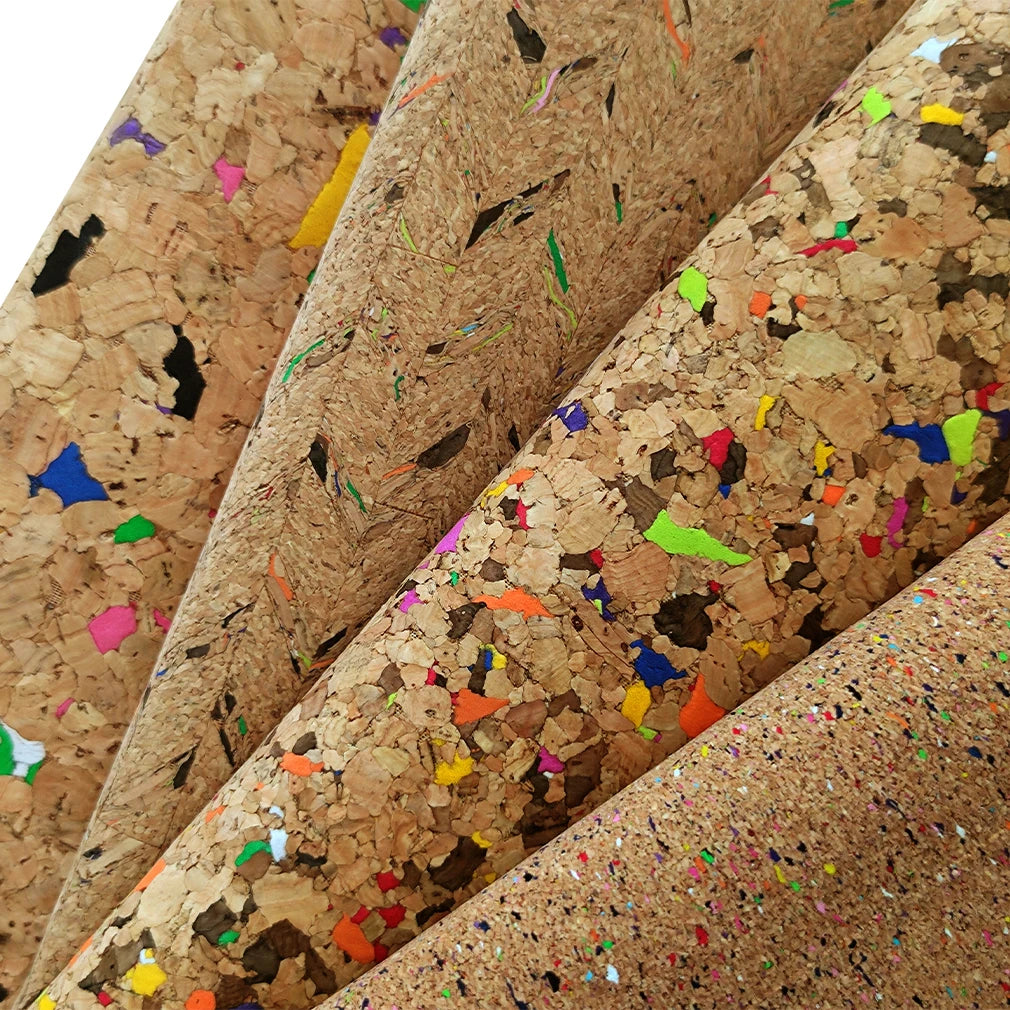Custom Cork Leather Fabric Real Cork Pattern Printing PU Synthetic Artificial Leather Grain Vinyl for Sofa Bags