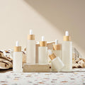 100ml clear Frosted Serum Glass Lotion Bottle with Bamboo Dropper for Cosmetic Packing