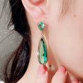 CAOSHI Long Water Drop Vintage Earrings Purple Green Crystal Dangle Women Pendant Earrings Gold Plated ODM OEM