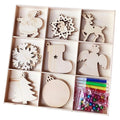 Customized Design Laser Cut Folk Art Candy Pattern Natural Color Handmade Christmas Tree Star Shape DIY Craft Wood Plywood