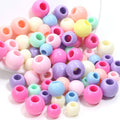 100pcs 10mm Acrylic Large Hole Round Beads Macaron Color Straight Bif Hole Loose Spacer Beads for Children DIY