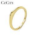CZCITY Trend Custom Handmade Jewelry Women 14k Gold Plated Silver 925 Sterling Minimalist Simple Engagement Ring