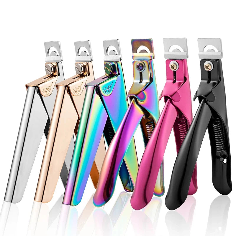 Rainbow Gold Silver Stainless Steel False Nail Tips Trimmer Nail Edge Cutter Clipper for Nail Salon Use