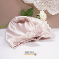 Customizable Wholesale 6A Grade 100% Pure Mulberry Silk Special Bow Design Cap Soft Comfortable Hair Bonnet Sleep Turban