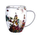 Handmade Transparent Double Layer Insulated Glass Coffee Mug with Dried Flower 350ml Eco-Friendly Modern Design