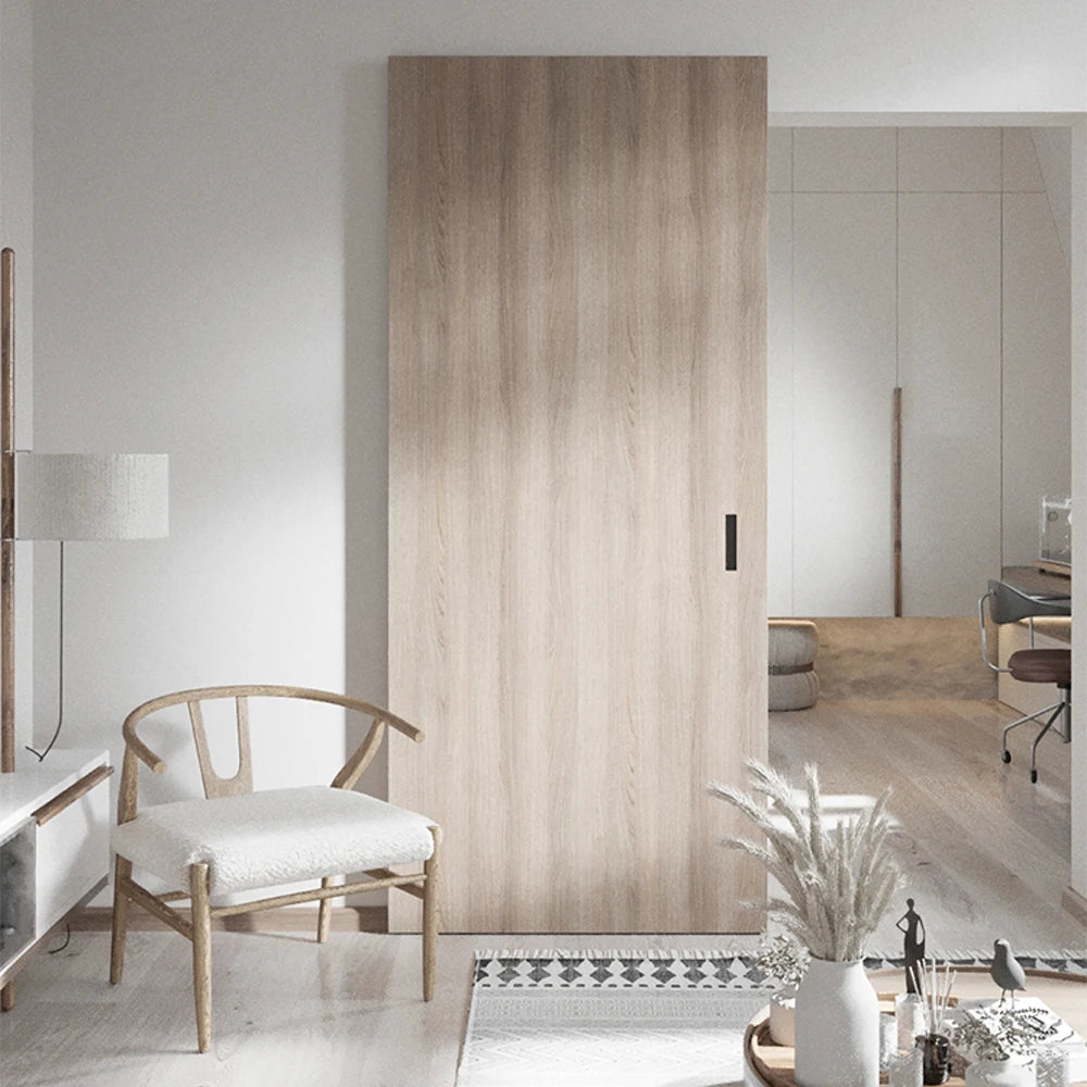 Modern Minimalist Wood Ghost Door Veneer System Hidden Sliding Manual Internal Bedroom Living Room Villa Finished Surface Soft