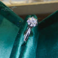 Silver 925 Original 1 Carat Brilliant Cut Diamond Test Past Sparkling D Color Moissanite Blossom Ring for Wedding Fine Jewelry