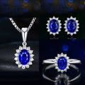 BINSHUO Women's Fashion Jewelry Set Sunflower-Emblazoned Full Diamond Sapphire Princess Crown Engagement Necklace Wedding