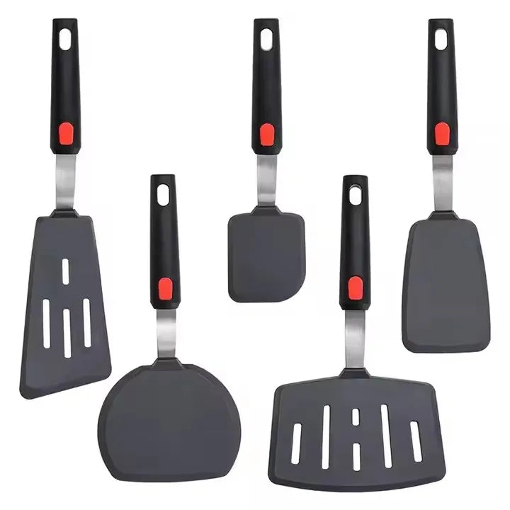 2024 Hot Silicone Spatula Turner Set Heat Resistant Cooking Spatulas for Nonstick Cookware Large Flexible Kitchen Utensils